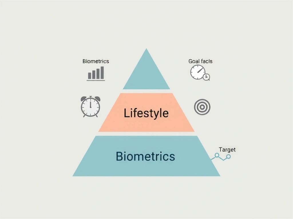 Layered pyramid diagram: Biometrics, Lifestyle, Goals